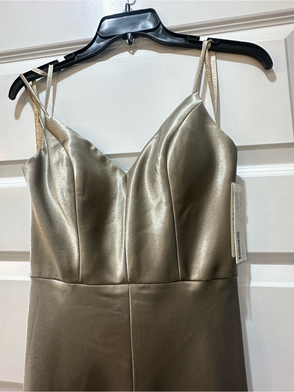 the Jenny Yoo “Dina” Dress in Sage Satin Back Crepe, size 2. - Picture 3 of 4